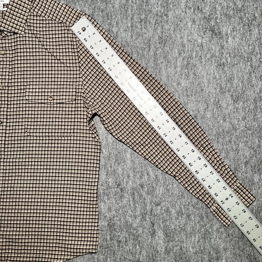 Reiss Regular Fit Plaid Checked Button Down Shirt Brown XL Cotton Blend